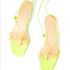 Zara Green Heeled Leather Sandals with Thin Straps Wrap sandals